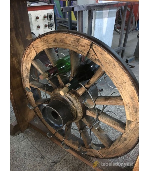 Ahşap Tekerlek Şarap Tezgahı