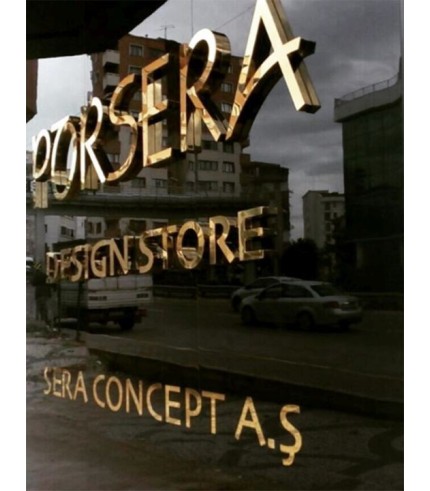 Porsera Design Store Sarı Krom Kutu Harf