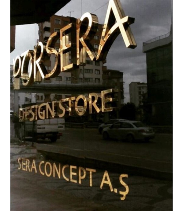 Porsera Design Store Sarı Krom Kutu Harf