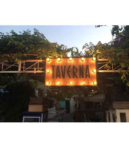 Nispet Taverna Datça Işıklı(Ampul) ahşap Tabela