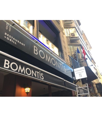 Bomanti Restaurant Işıksız Alın Işıklı Fener Tabela