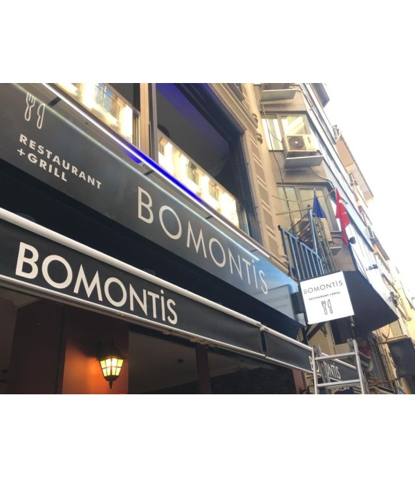 Bomanti Restaurant Işıksız Alın Işıklı Fener Tabela