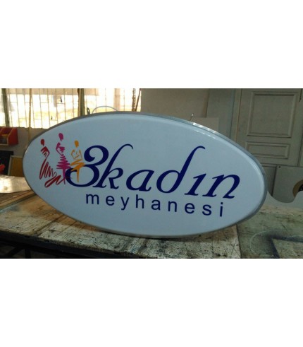 3Kadın Meyhanesı Elıps Isıklı Cıft Taraflı Tabela