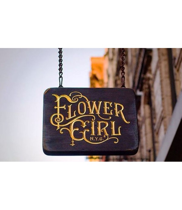 Flower Girl Eskitme Ahşap Oyma Boyalı Zincirli Tabela