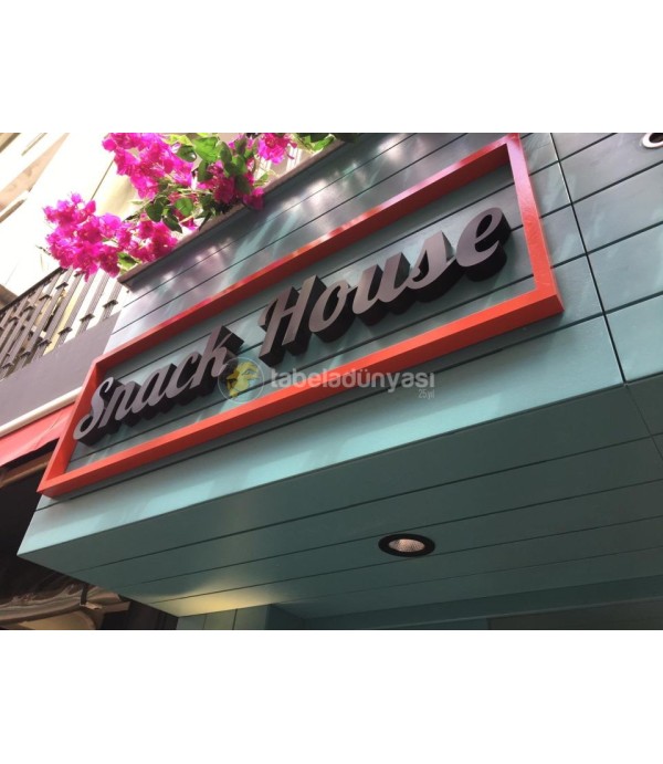 Snack House Ahşap Tabela
