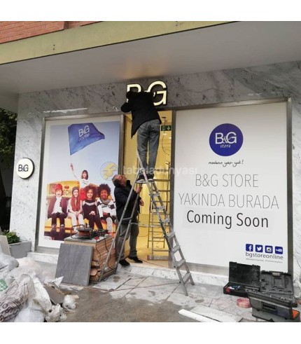 BG Store Bağdat Cad Aluminyum  Fileli Kutu Harf Tabela