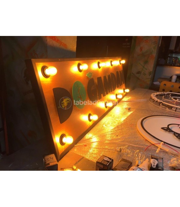 Doğamdan Işıklı(Ampul) ahşap Tabela