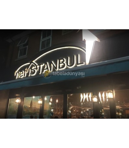 NefIstanbul Oxford  Endirek Led Sarı Gold Kutu Harf