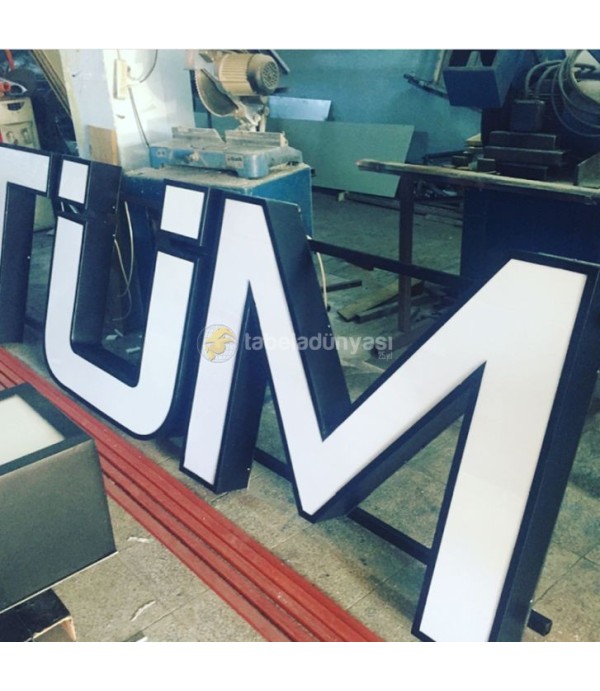 Tüm Yapı Işıklı Fileli Pleksi Kutu Harf