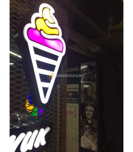 Dondurmacı Neon Etkili 3D led Tabela