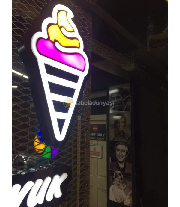 Dondurmacı Neon Etkili 3D led Tabela