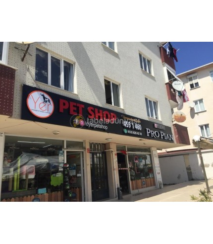Pet Shop Işıklı Pleksı Kutu Harf Tabela
