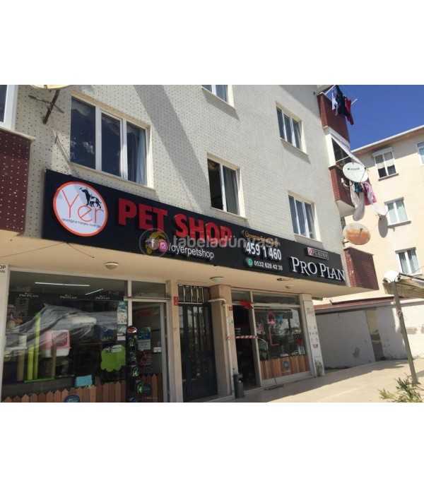 Pet Shop Işıklı Pleksı Kutu Harf Tabela