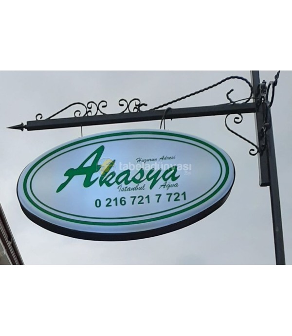 Akasya Hotel Ağva Ferforje Işıklı Elips Hazır Tabela