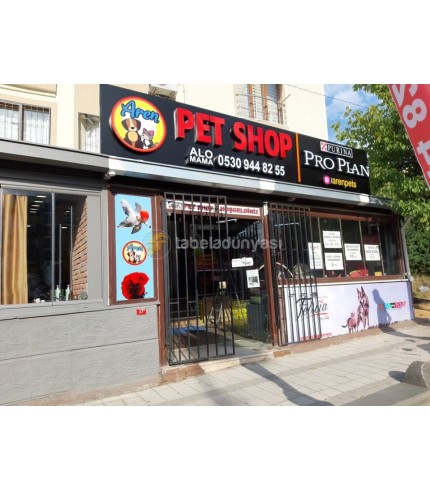 Aren Pet Shop Işıklı Kutu Harf Tabela