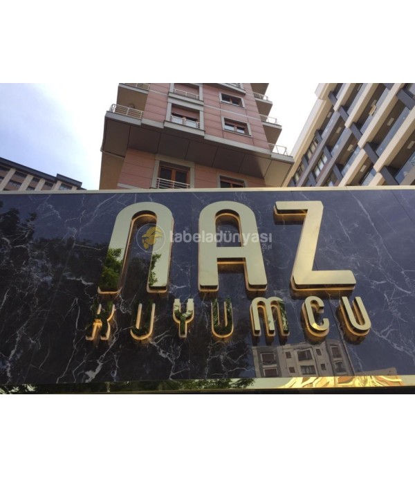 Naz Kuyumcu Erenköy Parlak Gold Krom Işıklı Kutu Harf Tabela 