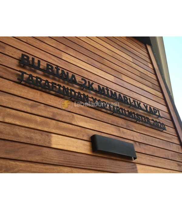 2K Mimarlık alüminyum kesme harf apartman tabelası 