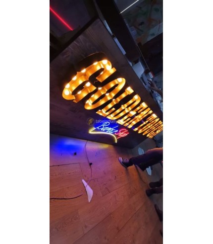 Almanya Hangau's Barber Shop Ampüllü Retro Kutu Harf Tabela