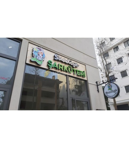 Suadiye Şarküteri Işıklı Ahşap Kutu Harf Tabela