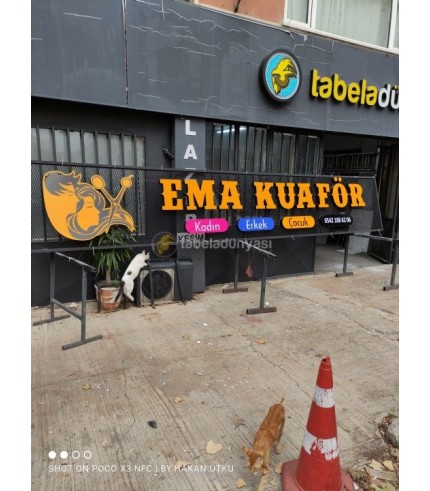 Ema Kuaför Işıklı Kutu Harf Tabela