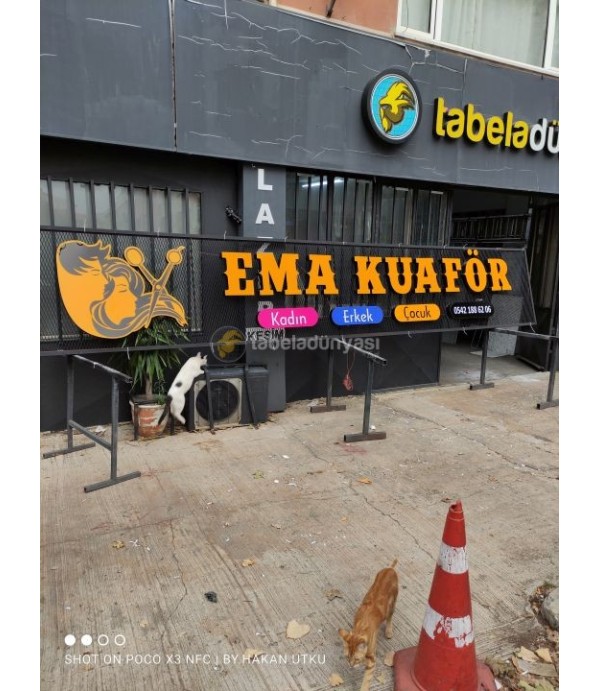 Ema Kuaför Işıklı Kutu Harf Tabela