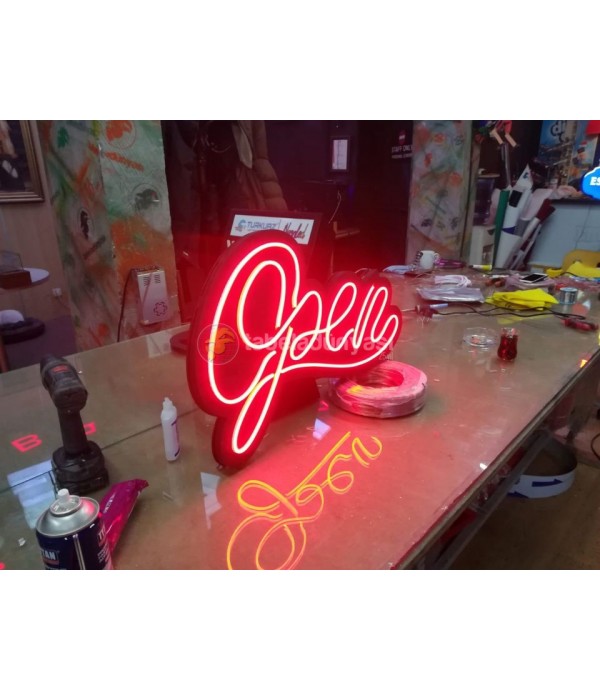 Open neon hortum led tabela