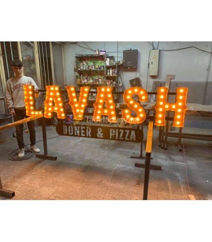 Makedonya Restaurant Eskitme Ampul Harf