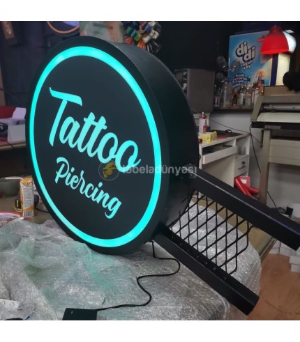Tattoo Studio ışıklı hazır daire tabela
