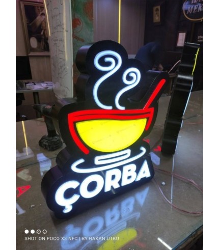 Çorba 3D led tabela
