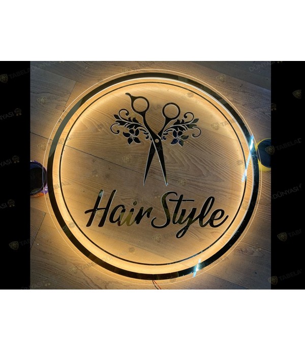 Yuvarlak ışıklı dekoratif yurtdışı tabela