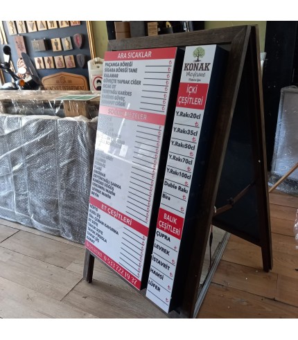 Meyhane Ahşap ışıklı menü tabelası