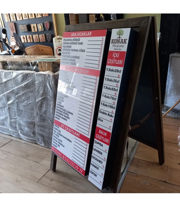 Meyhane Ahşap ışıklı menü tabelası