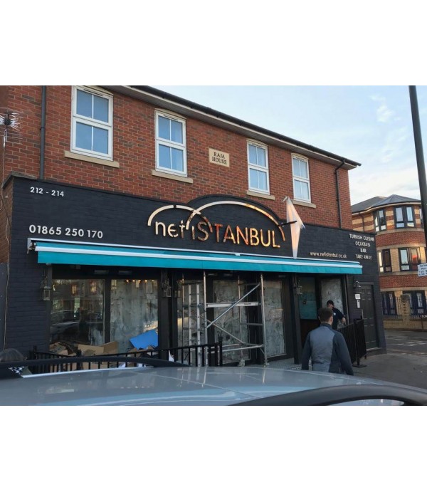 NefIstanbul Oxford  Endirek Led Sarı Gold Kutu Harf