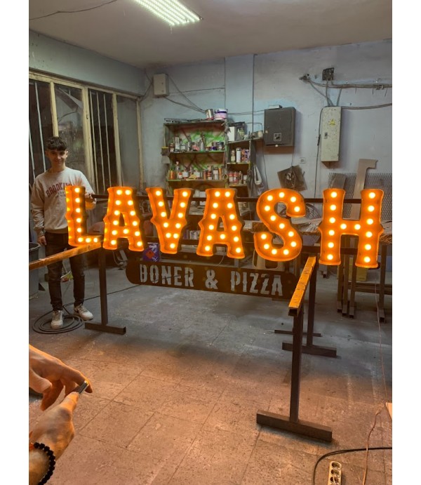 Makedonya Restaurant Eskitme Ampul Harf Tabela