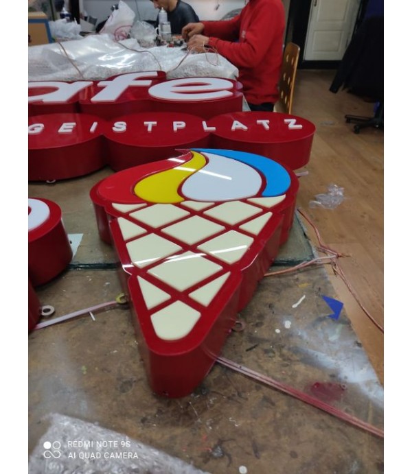 Avusturya 3d led kahve ve dondurma Tabelası 