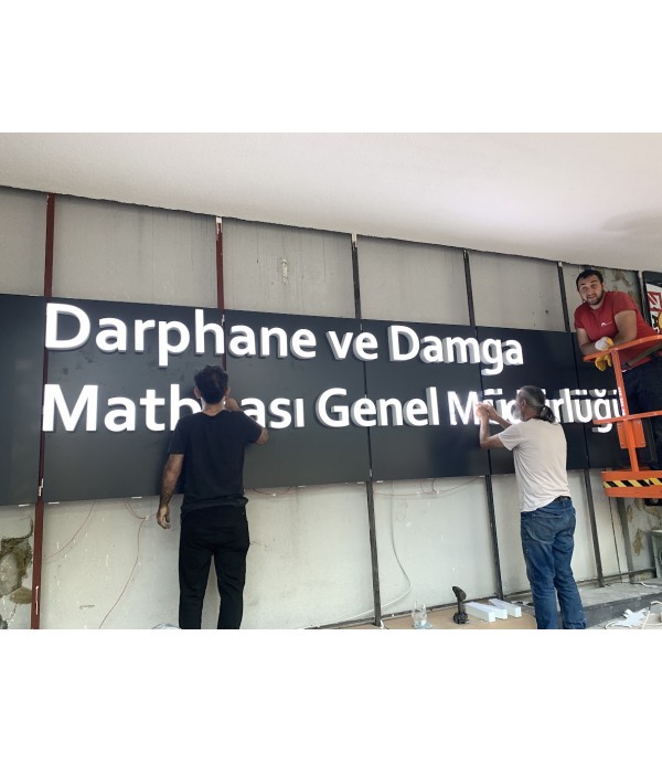 Darphane ışıklı pleksi kutu harf tabela