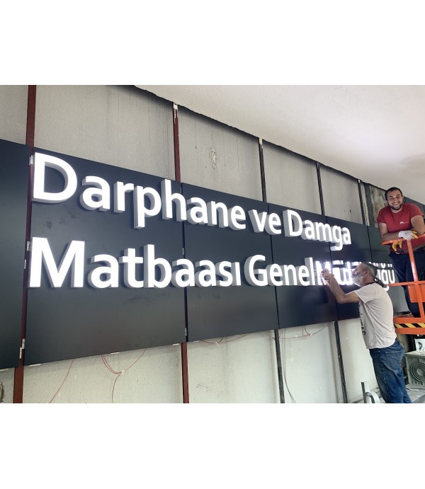 Darphane ışıklı pleksi kutu harf tabela