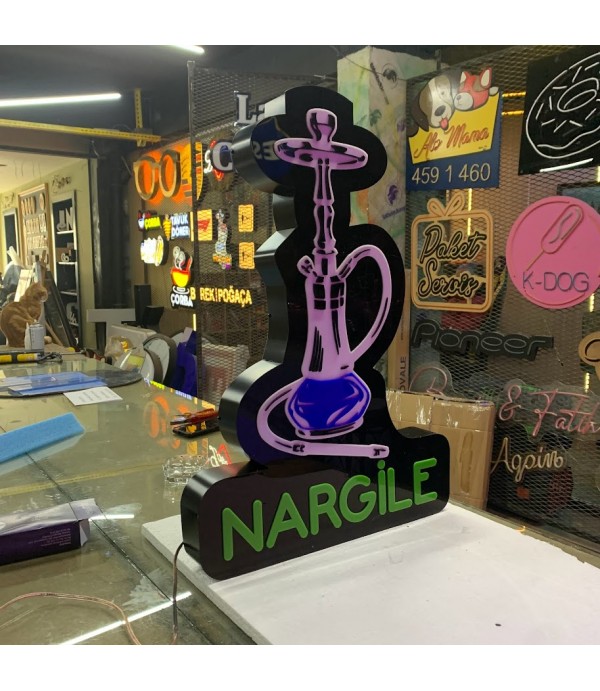 Nargile ışıklı tabela (Nargile ışıklı 3d led tabela)