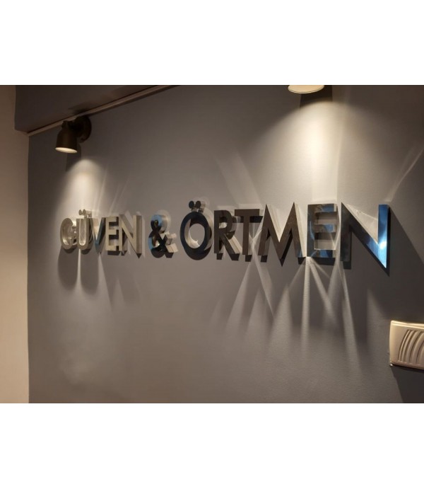 Güven Örtmen Hukuk Bürosu dıştan aydınlatma Paslanmaz Kutu Harf Tabela