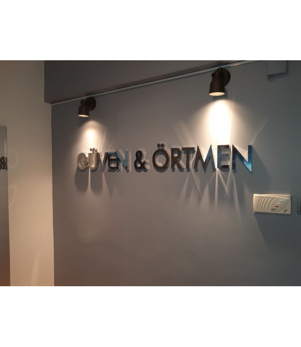 Güven Örtmen Hukuk Bürosu dıştan aydınlatma Paslanmaz Kutu Harf Tabela