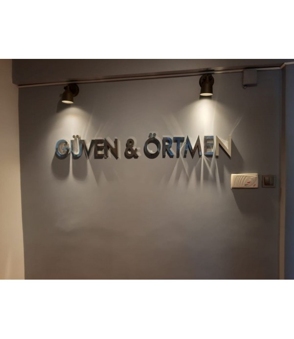 Güven Örtmen Hukuk Bürosu dıştan aydınlatma Paslanmaz Kutu Harf Tabela
