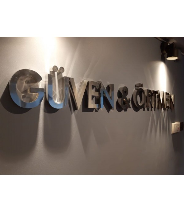 Güven Örtmen Hukuk Bürosu dıştan aydınlatma Paslanmaz Kutu Harf Tabela