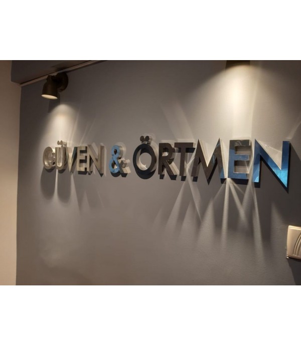 Güven Örtmen Hukuk Bürosu dıştan aydınlatma Paslanmaz Kutu Harf Tabela