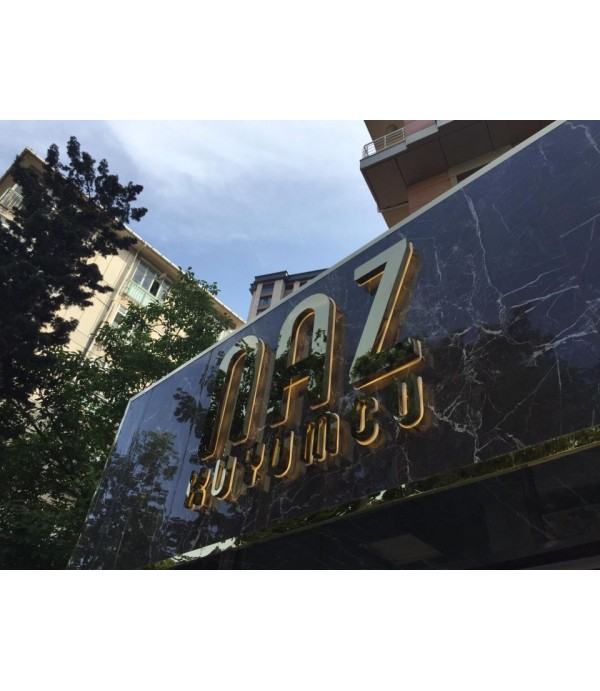 Naz Kuyumcu Erenköy Parlak Gold Krom Işıklı Kutu Harf Tabela 