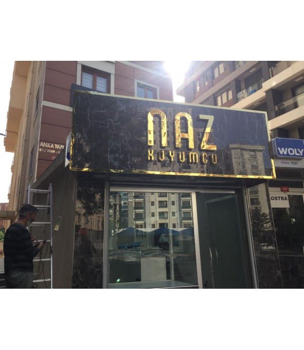 Naz Kuyumcu Erenköy Parlak Gold Krom Işıklı Kutu Harf Tabela 