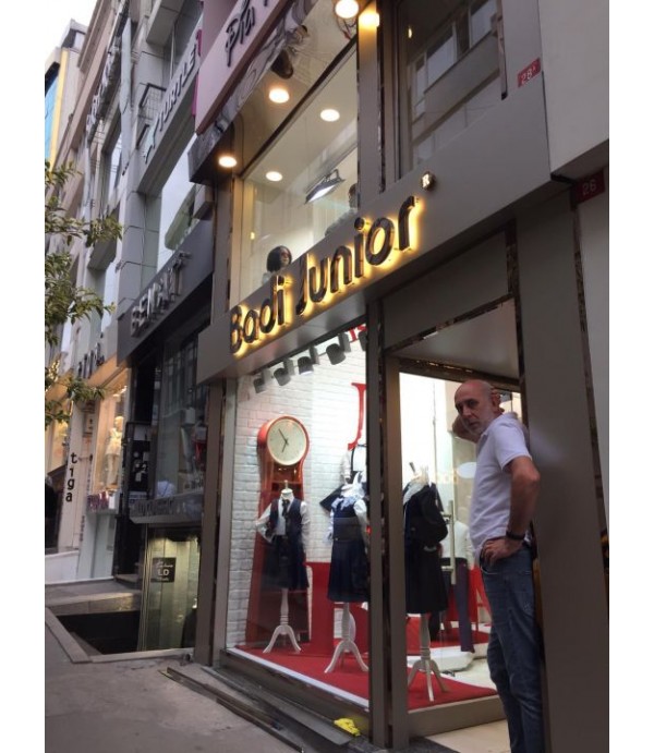 Nişantaşı Bronz Krom Kutu Harfler Işıklı Tabela 