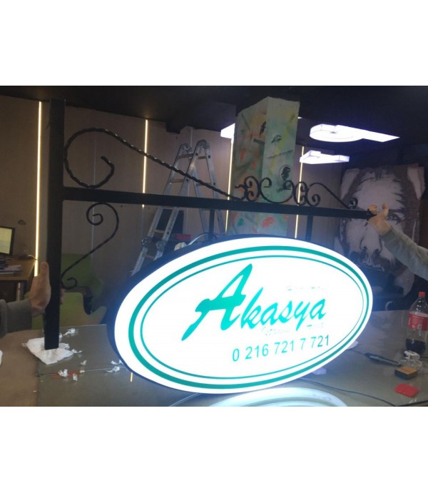 Akasya Hotel Ağva Ferforje Işıklı Elips Hazır Tabela