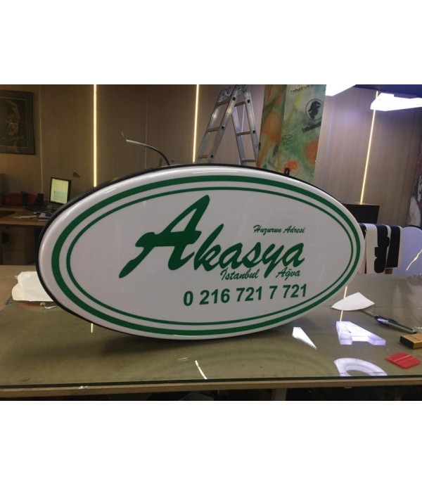 Akasya Hotel Ağva Ferforje Işıklı Elips Hazır Tabela