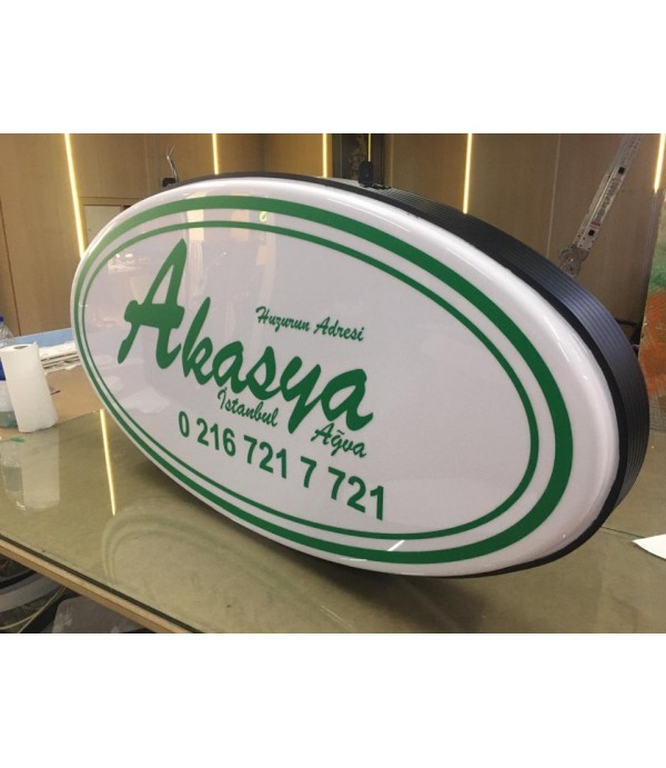 Akasya Hotel Ağva Ferforje Işıklı Elips Hazır Tabela