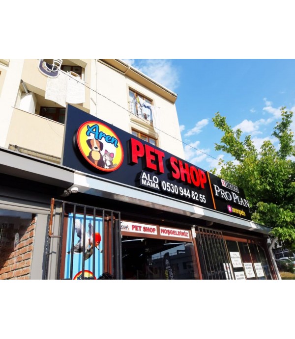 Aren Pet Shop Işıklı Kutu Harf Tabela